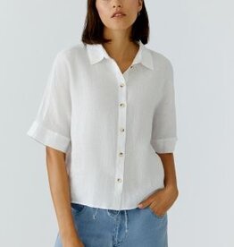 Oui Blouse Linnen K-Mouw Wit
