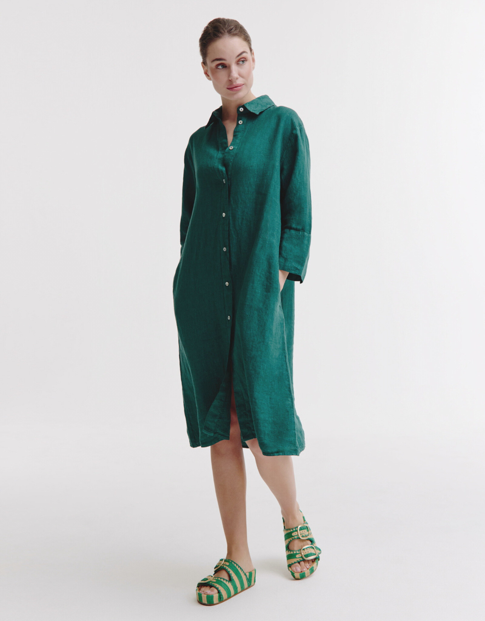 Josephine &CO Bailyn Overhemd Jurk Linnen Dark Green