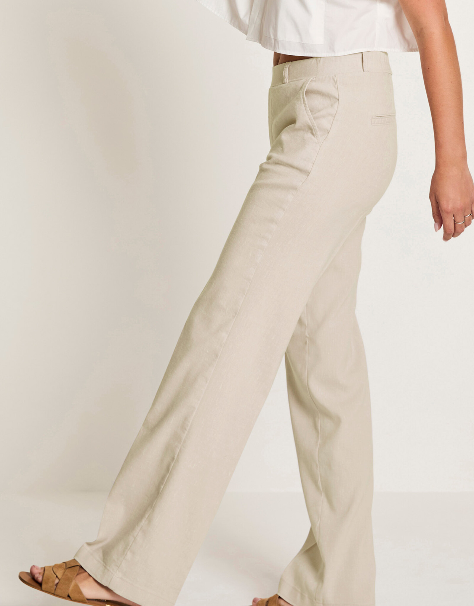 Para MI Pantalon Hannah Flowly Linnen Light Olive