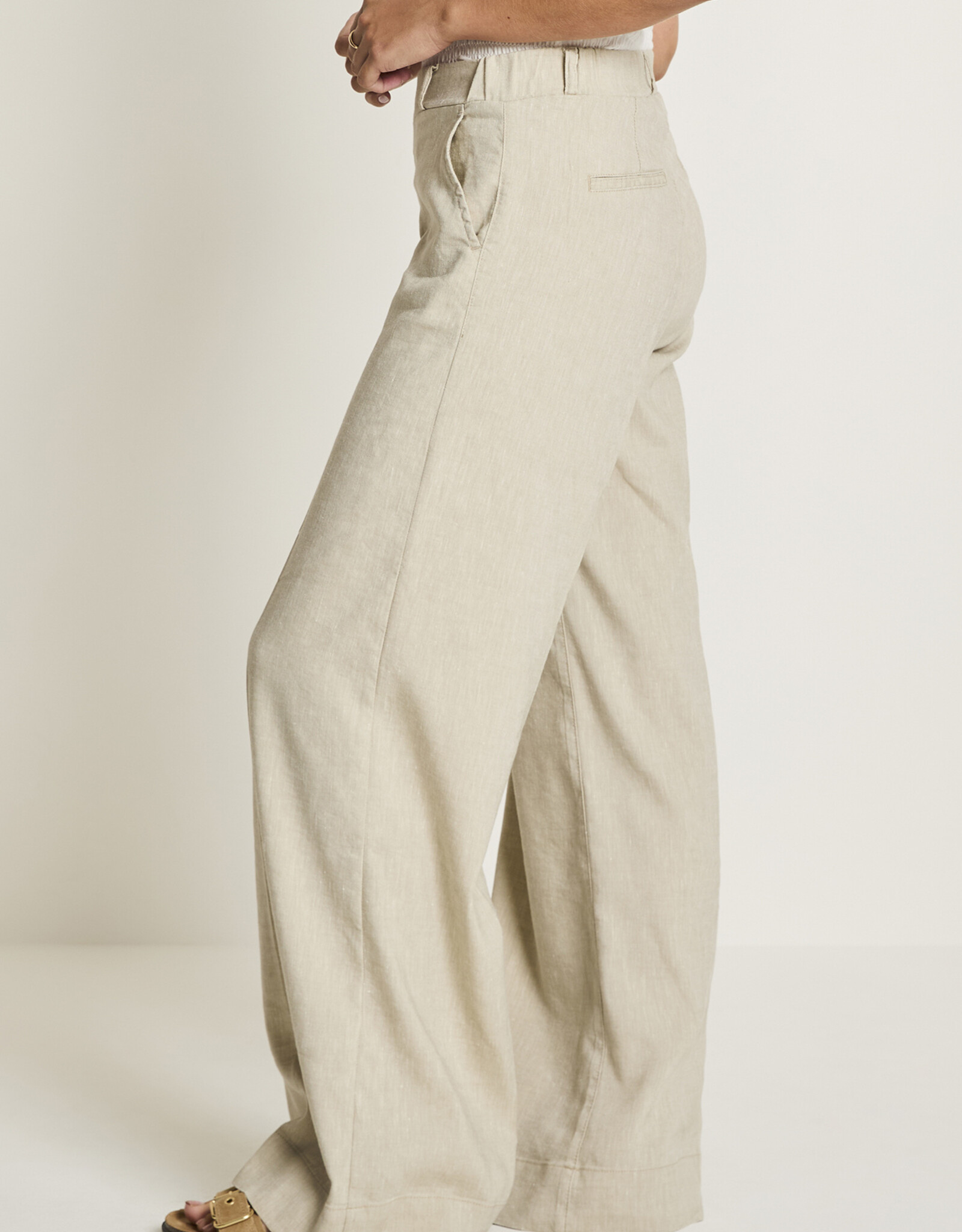 Para MI Pantalon Lizzy Flowly Linen Light Olive
