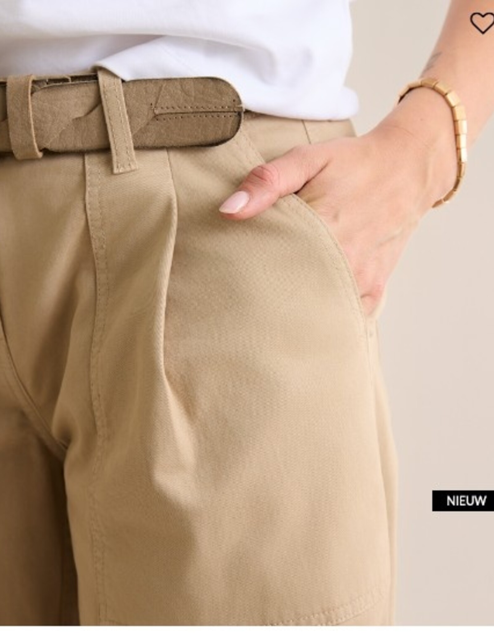Cambio Pantalon October Studio87 Wijd Barrel  Sand Kleur