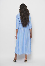 LaSalle Belted Flared Dress Blue White