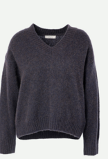 JcSophie Perlette Pullover V-Hals Dark Blue Melange