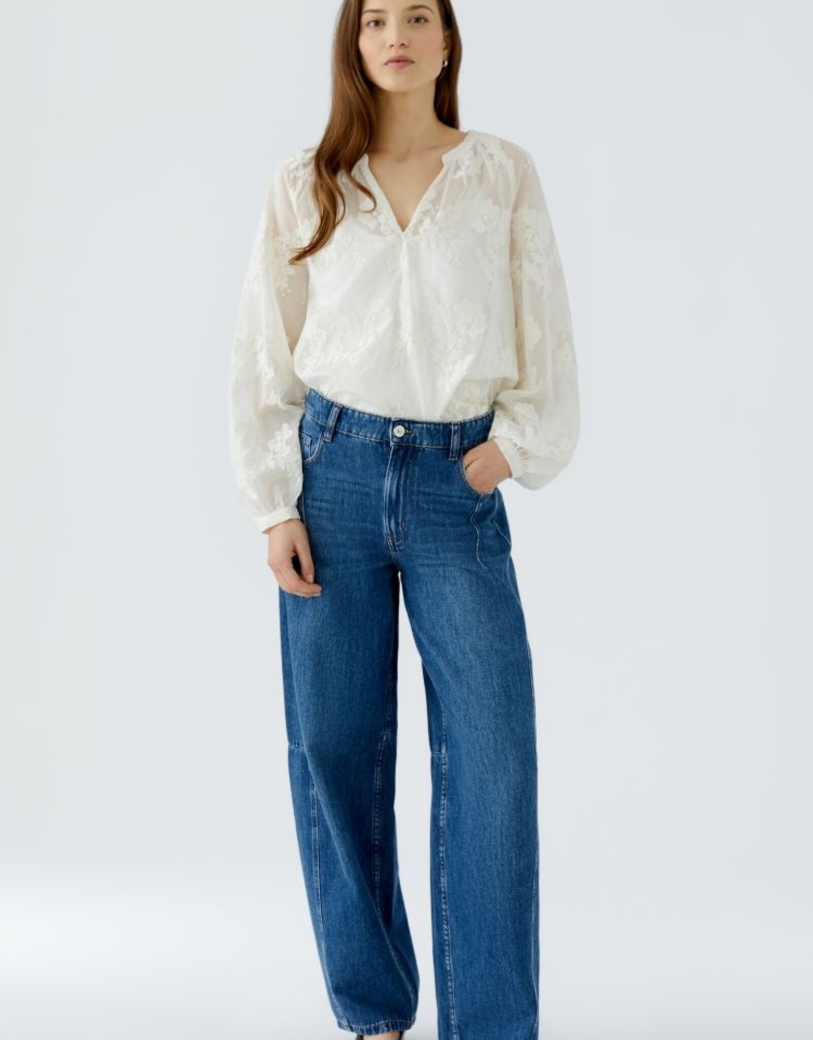 Oui Blouse Eggnog/ Off White Bloem