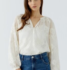 Oui Blouse Eggnog/ Off White Bloem