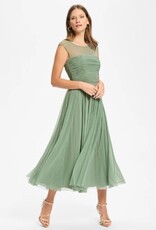 Swing Jurk Cocktail Mesh Gathered Corsage Pistachio Green