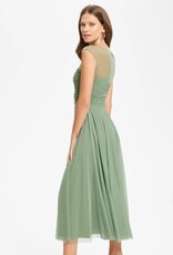 Swing Jurk Cocktail Mesh Gathered Corsage Pistachio Green