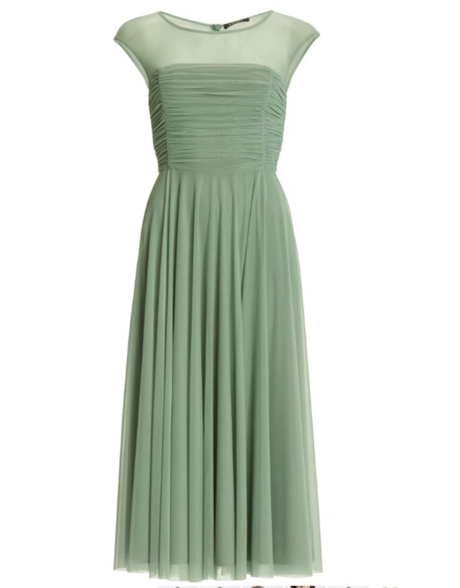Swing Jurk Cocktail Mesh Gathered Corsage Pistachio Green