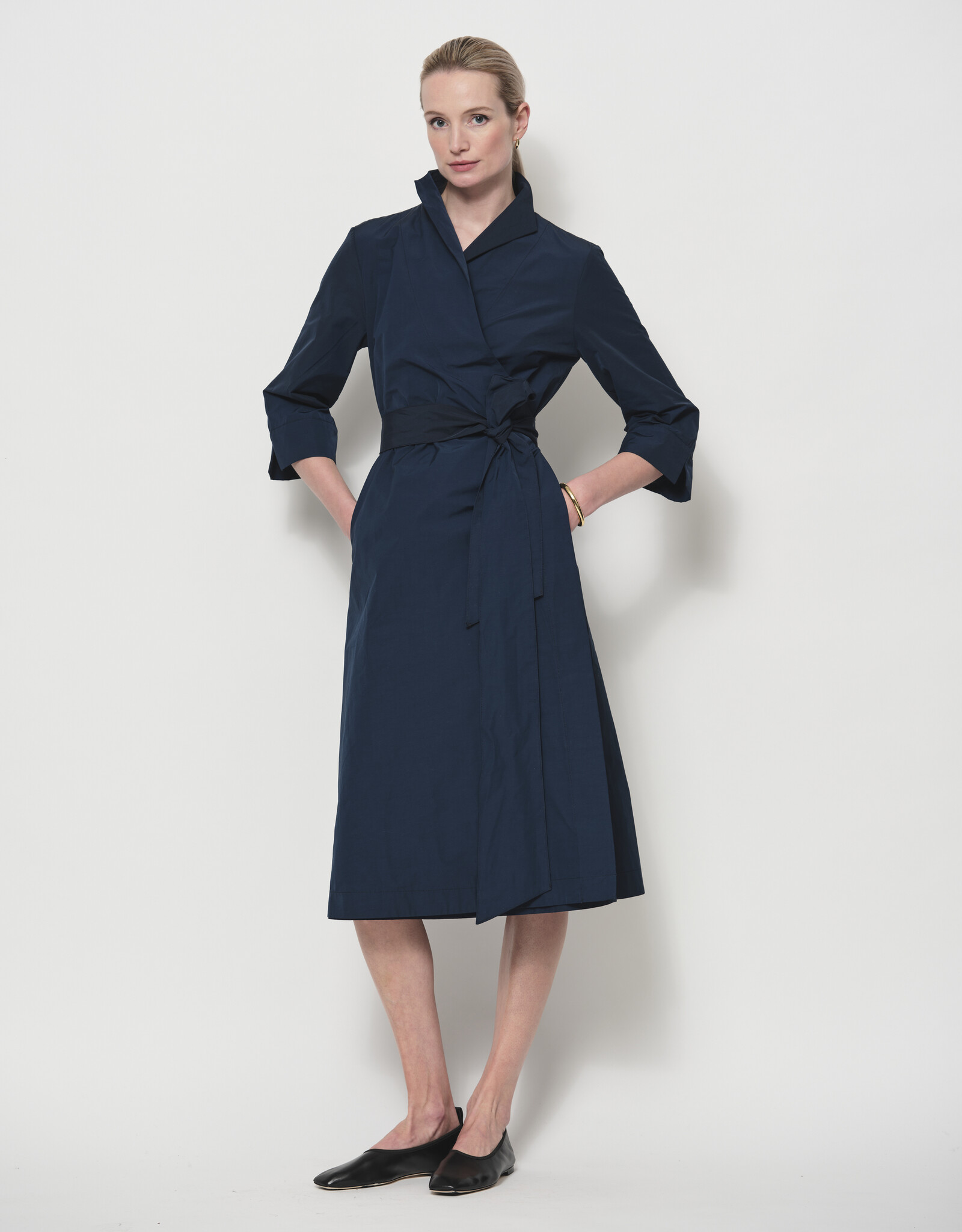 LaSalle Side Warp Dress Navy Taft