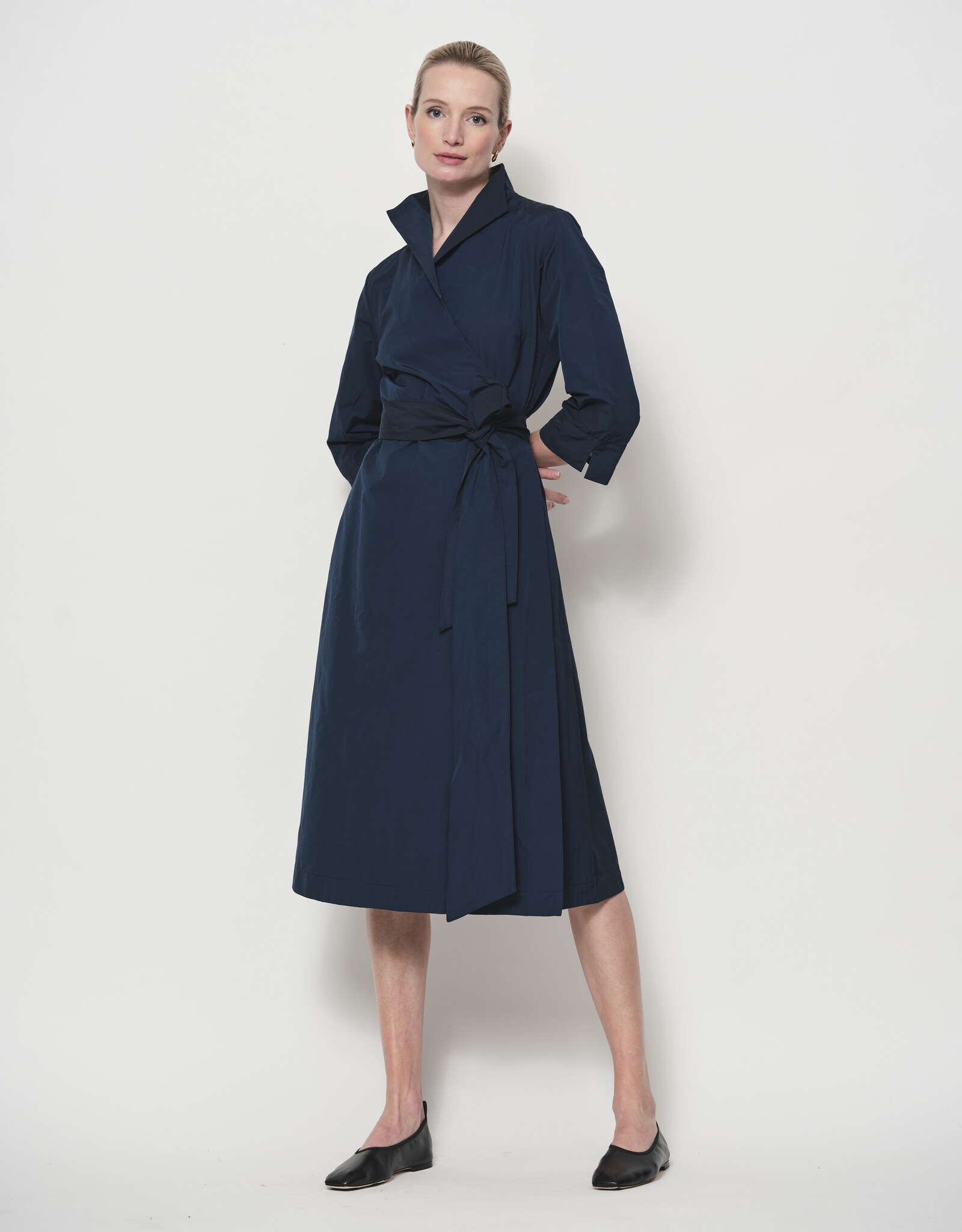 LaSalle Side Warp Dress Navy Taft