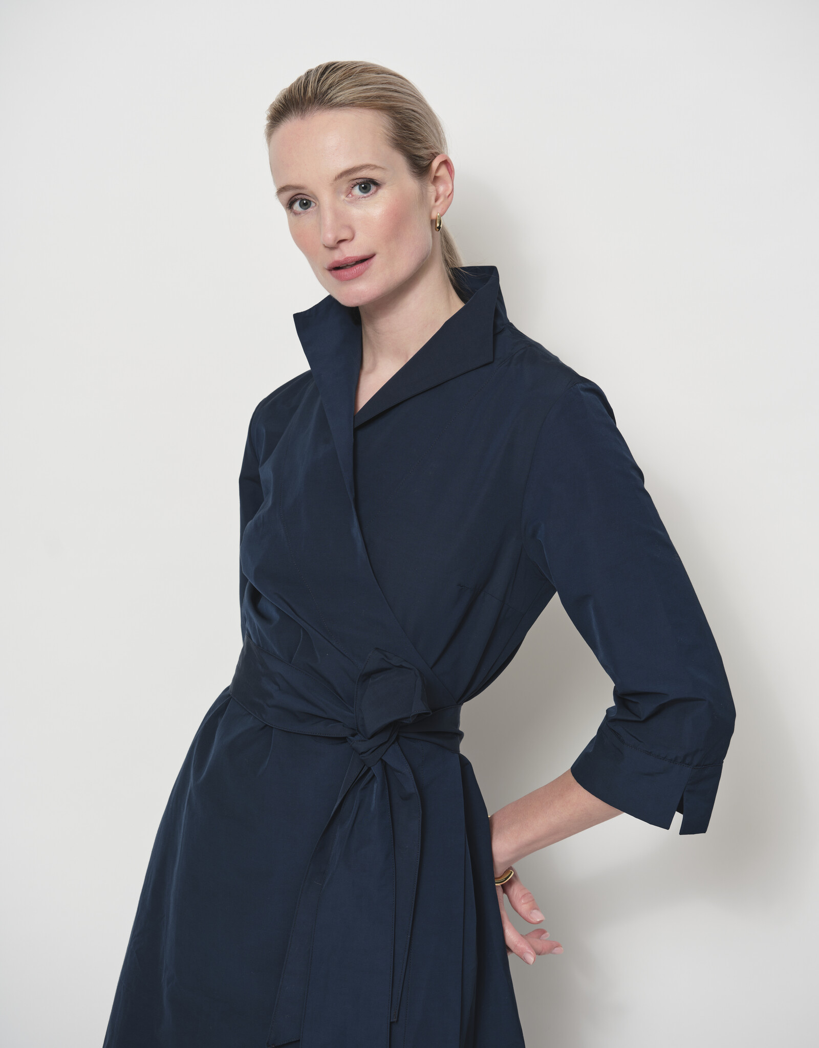 LaSalle Side Warp Dress Navy Taft