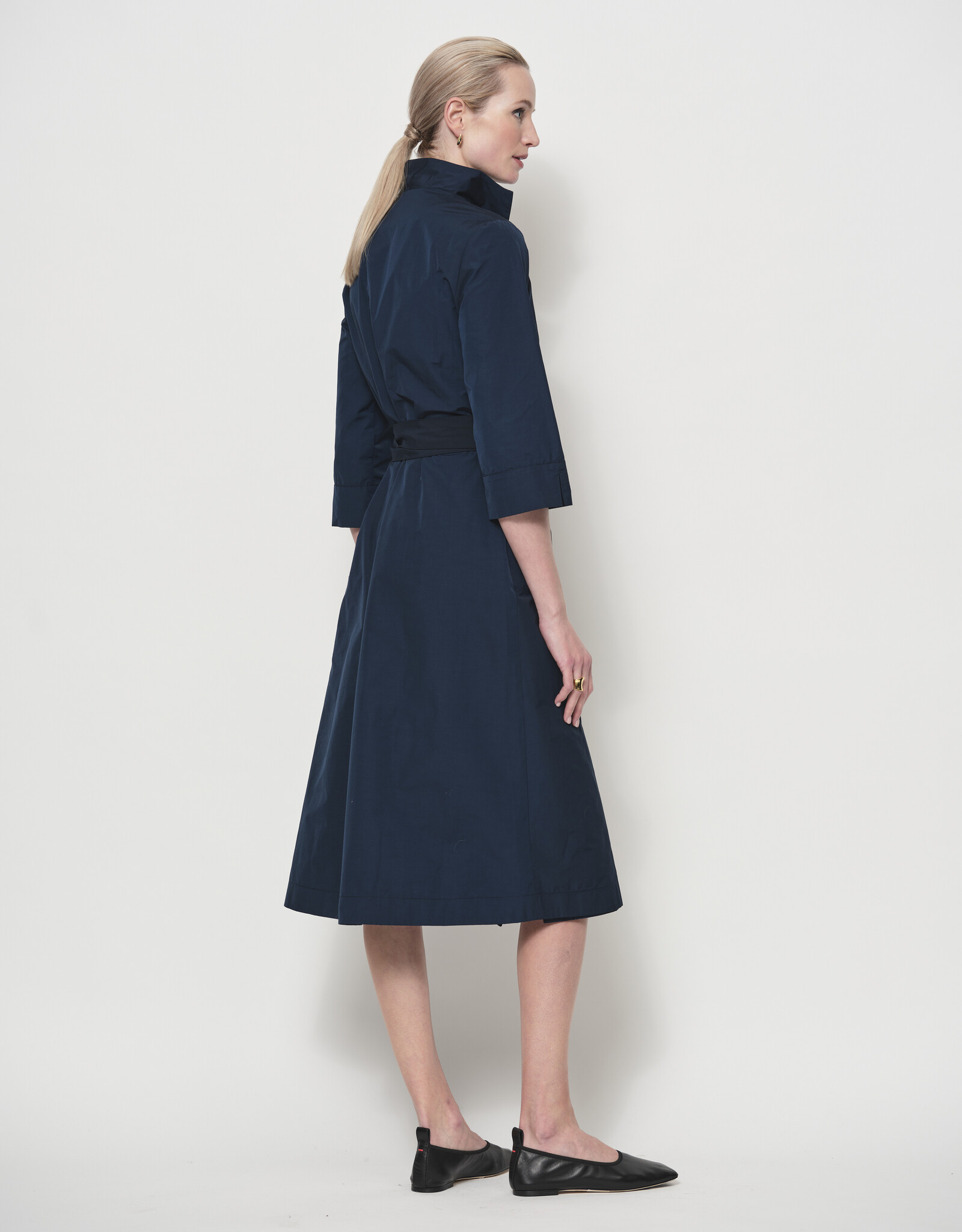 LaSalle Side Warp Dress Navy Taft