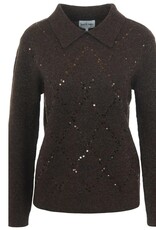 Leo&Ugo Pullover Polo Pailletten Brown