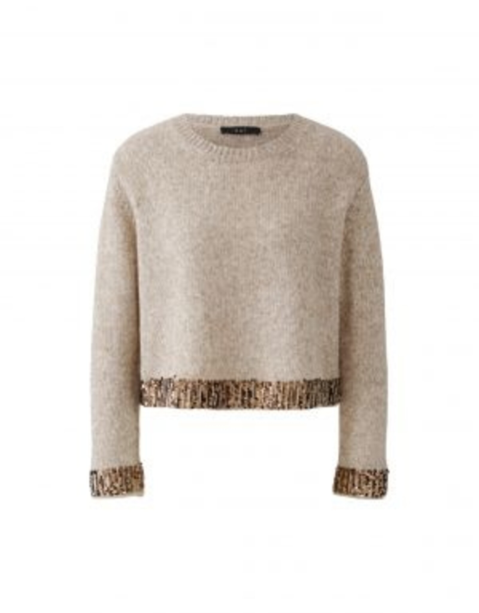 Oui Pullover Light Beige Met Met Pailletten