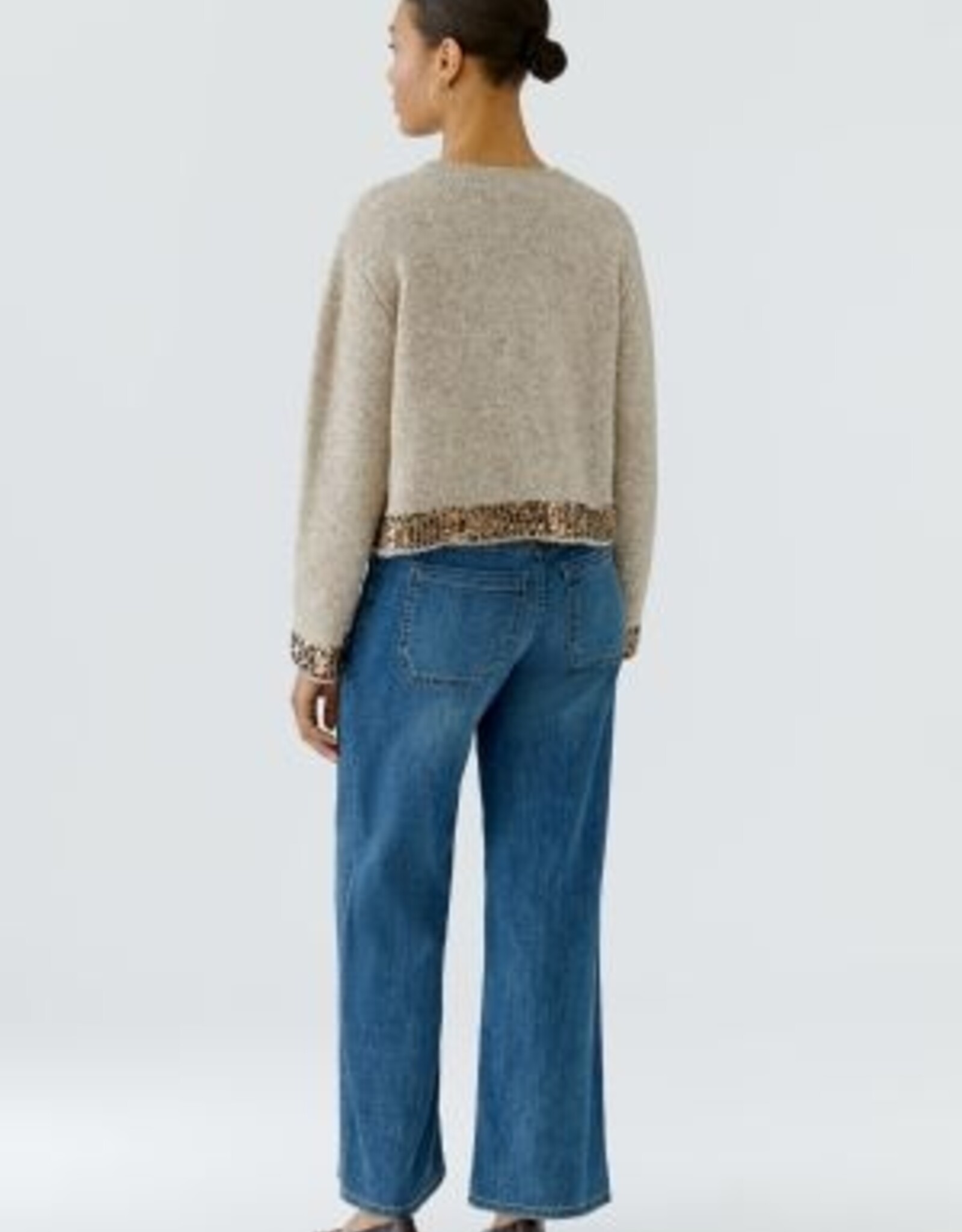 Oui Pullover Light Beige Met Met Pailletten