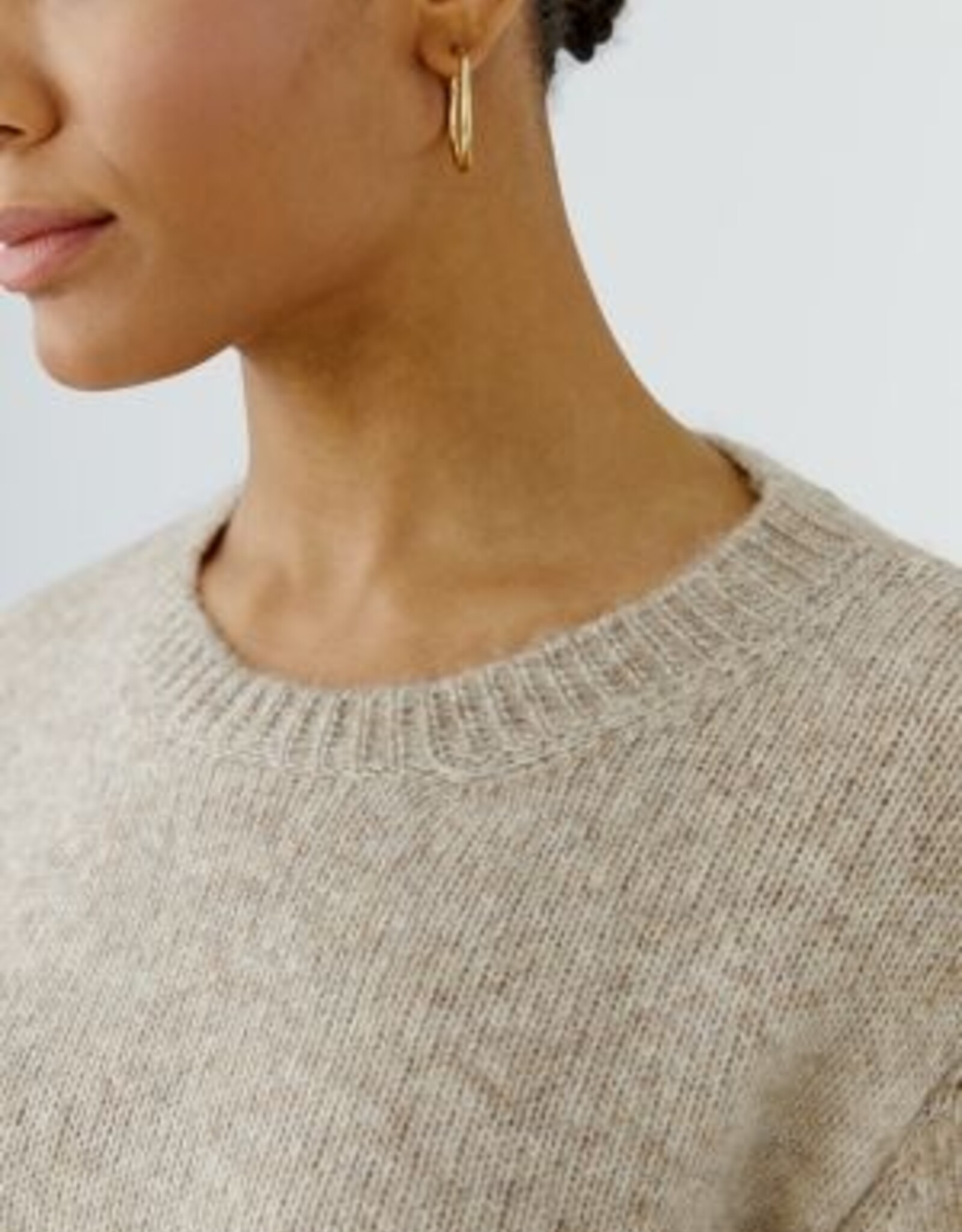 Oui Pullover Light Beige Met Met Pailletten