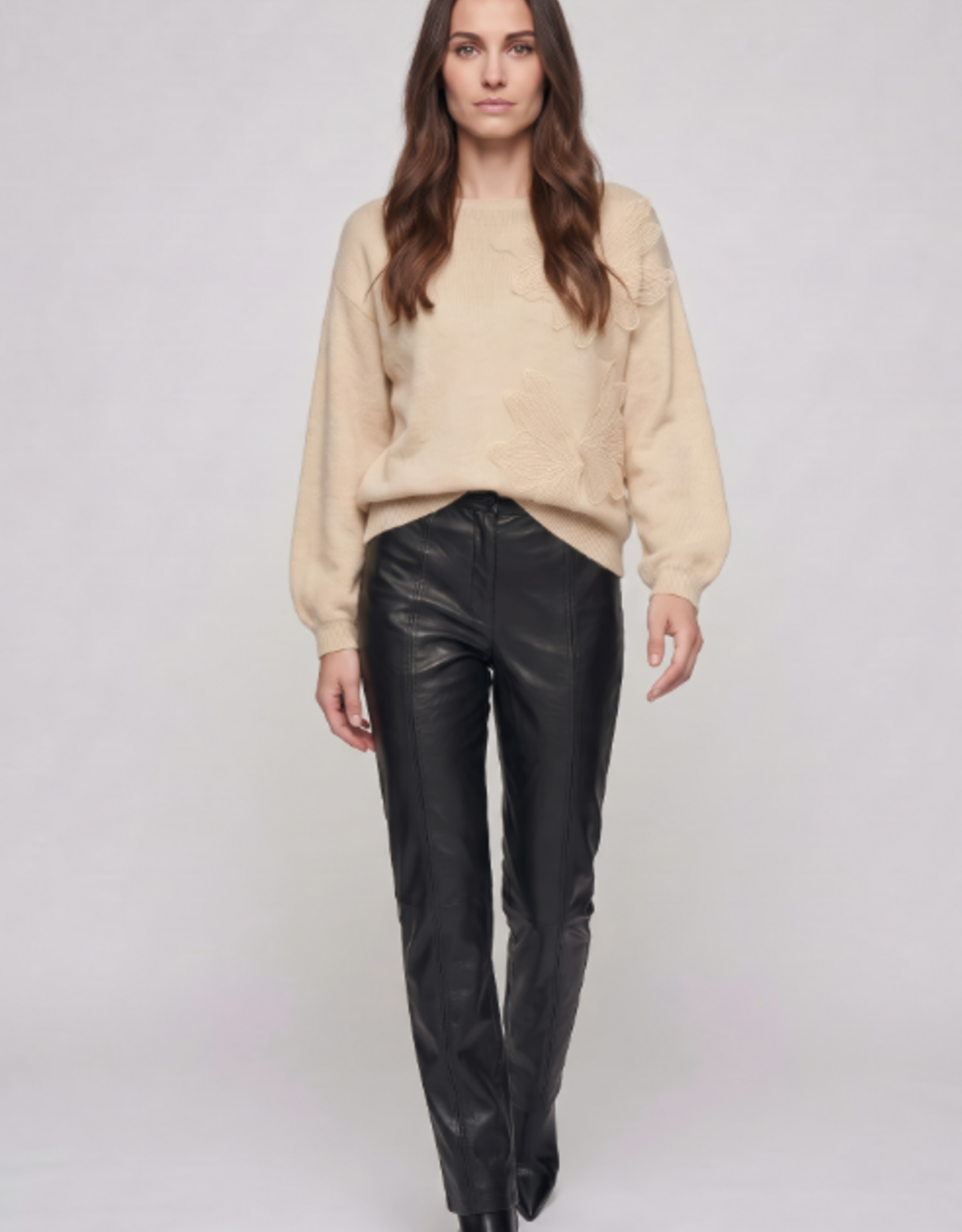 Marc Aurel Pullover  Bloem Aplicatie Beige
