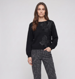 Marc Aurel Pullover  Bloem Aplicatie   Black