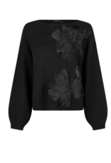 Marc Aurel Pullover  Bloem Aplicatie   Black