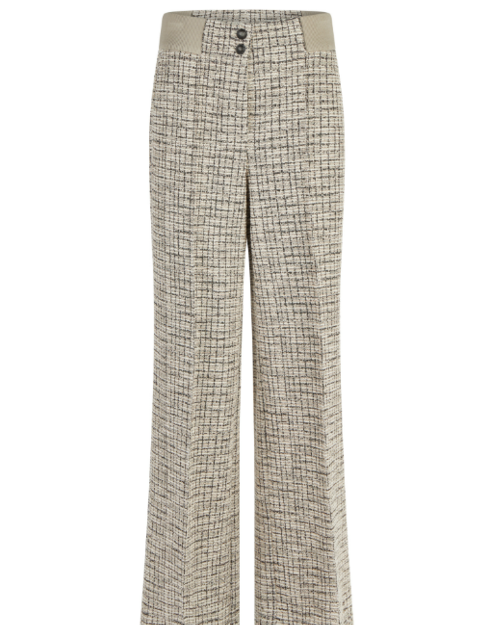 Marc Aurel Pantalon Wide Leg  Cream Zwart Melange