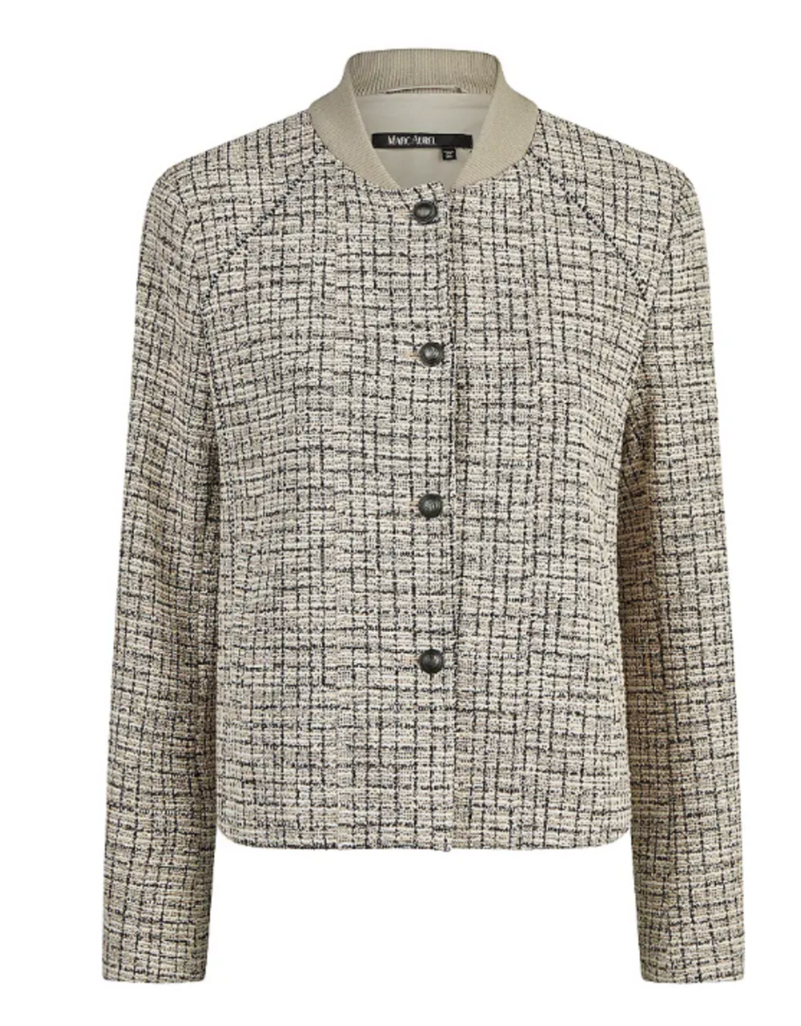 Marc Aurel Bomber Jasje  Beige Zwart Melêe Plooi Op De Rug