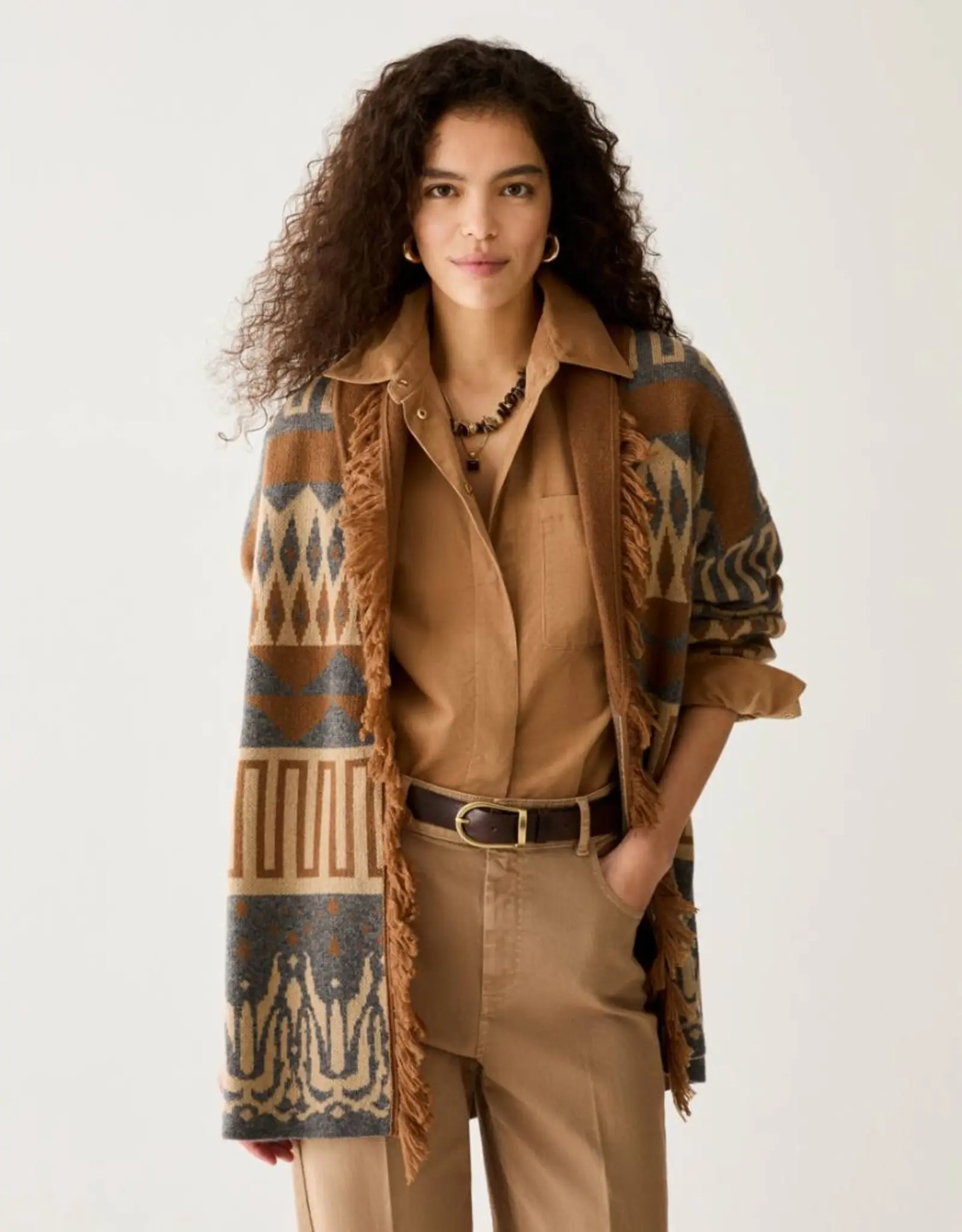 PENNYBLACK Armonioso Vest Franje Camel Grijs