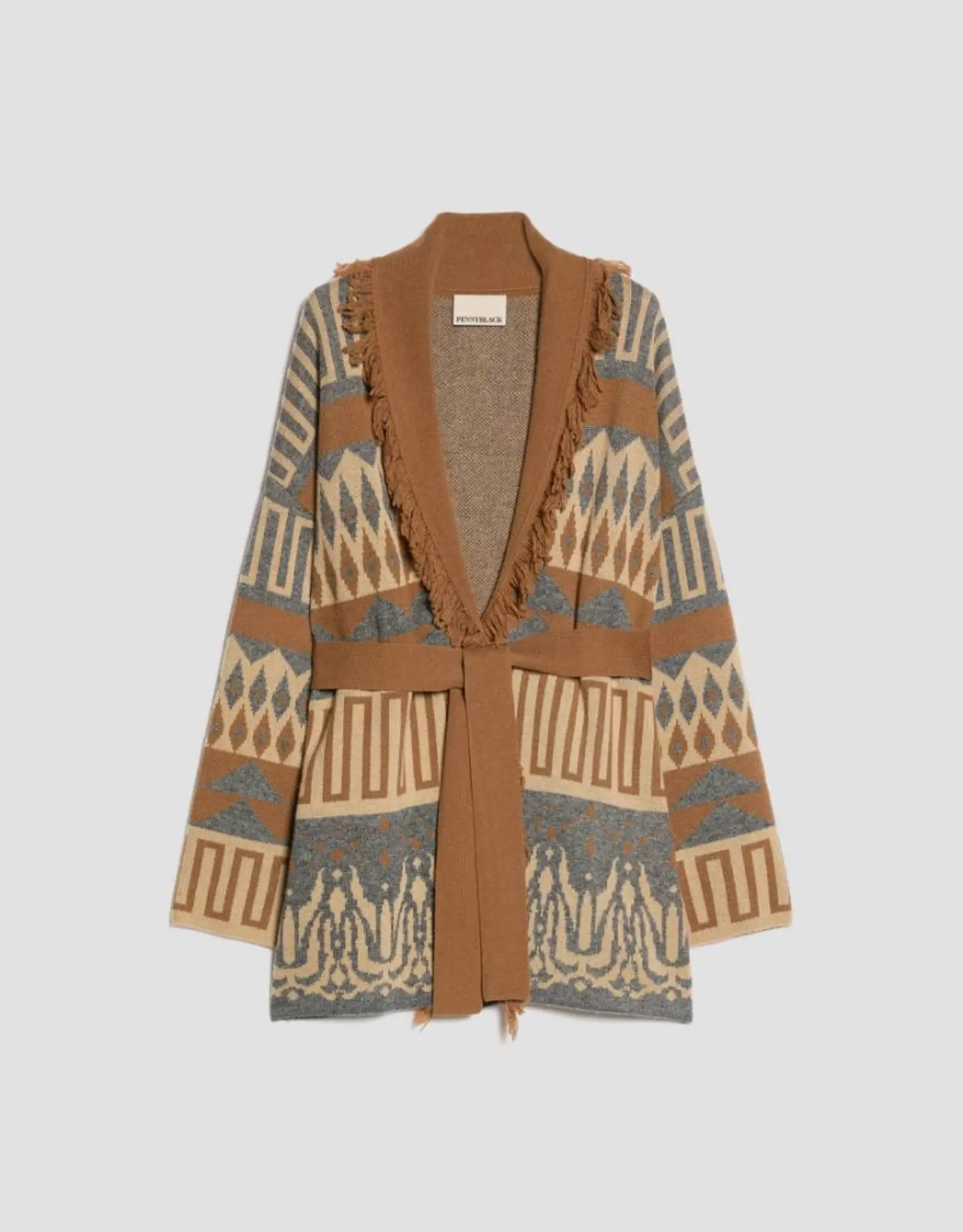 PENNYBLACK Armonioso Vest Franje Camel Grijs