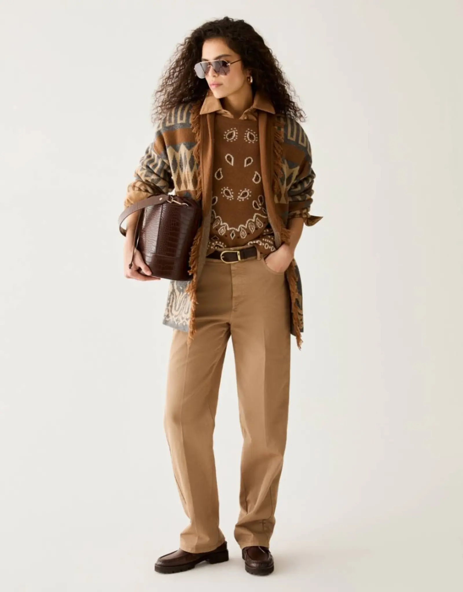 PENNYBLACK Armonioso Vest Franje Camel Grijs