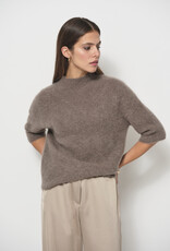 LaSalle Raised Neck Cropped Sleeve Pullover Cashew