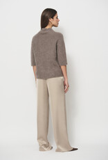 LaSalle Raised Neck Cropped Sleeve Pullover Cashew