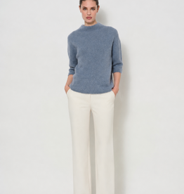 LaSalle Raised Neck Cropped Wide Sleeve Pullover Iron Blue