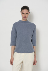 LaSalle Raised Neck Cropped Wide Sleeve Pullover Iron Blue