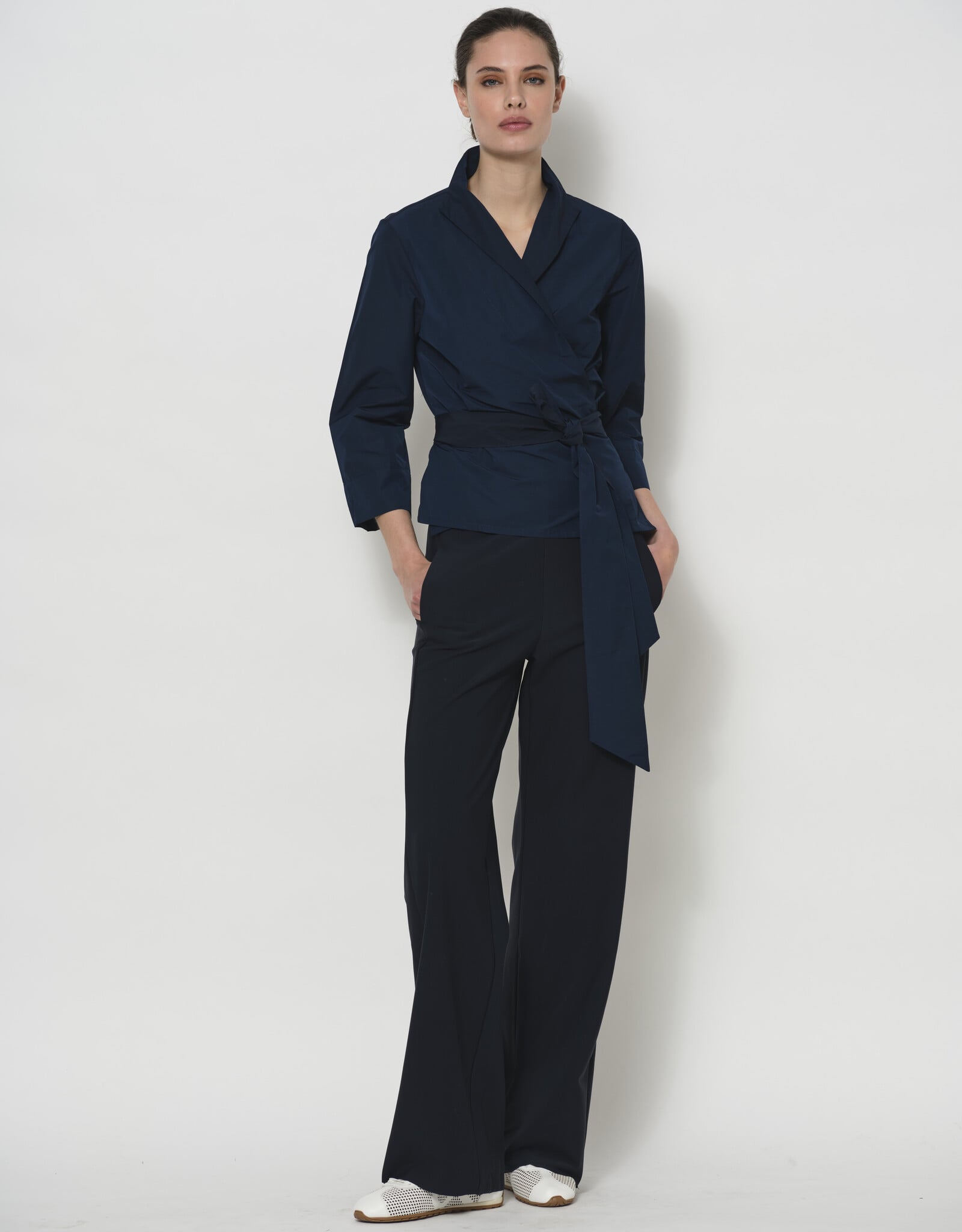 LaSalle Side Warp Blouse Navy