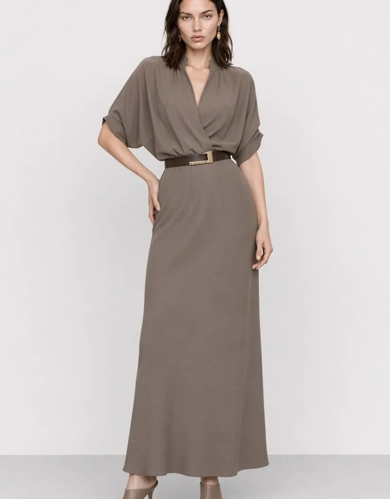 Kocca Jurk Kiriaca Taupe 3/4 Mouw