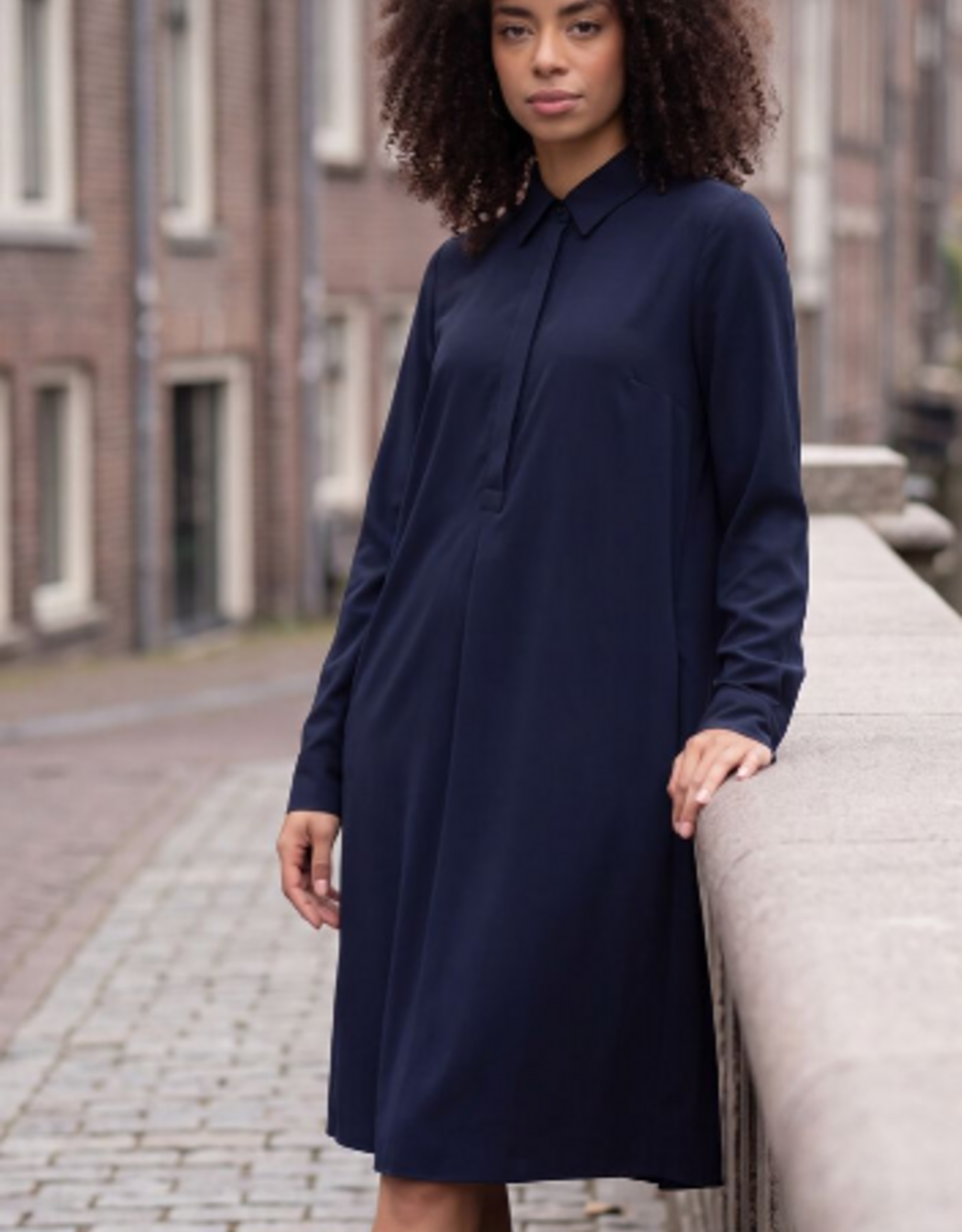 JapanTKY Riku Jurk Polo Jurk Donker Blauw