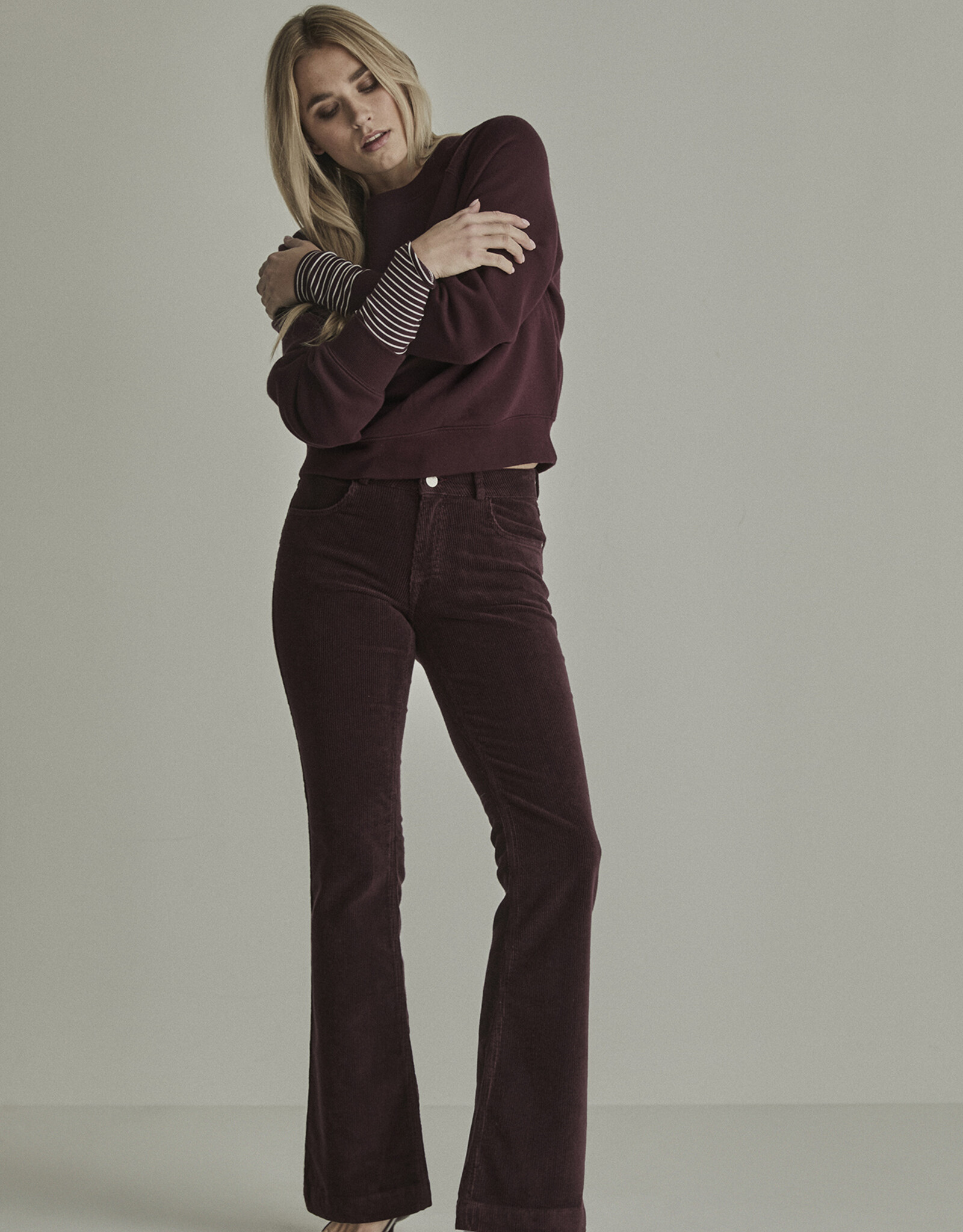 Para MI Pantalon Jade Vintage Corduroy Burgundy Red