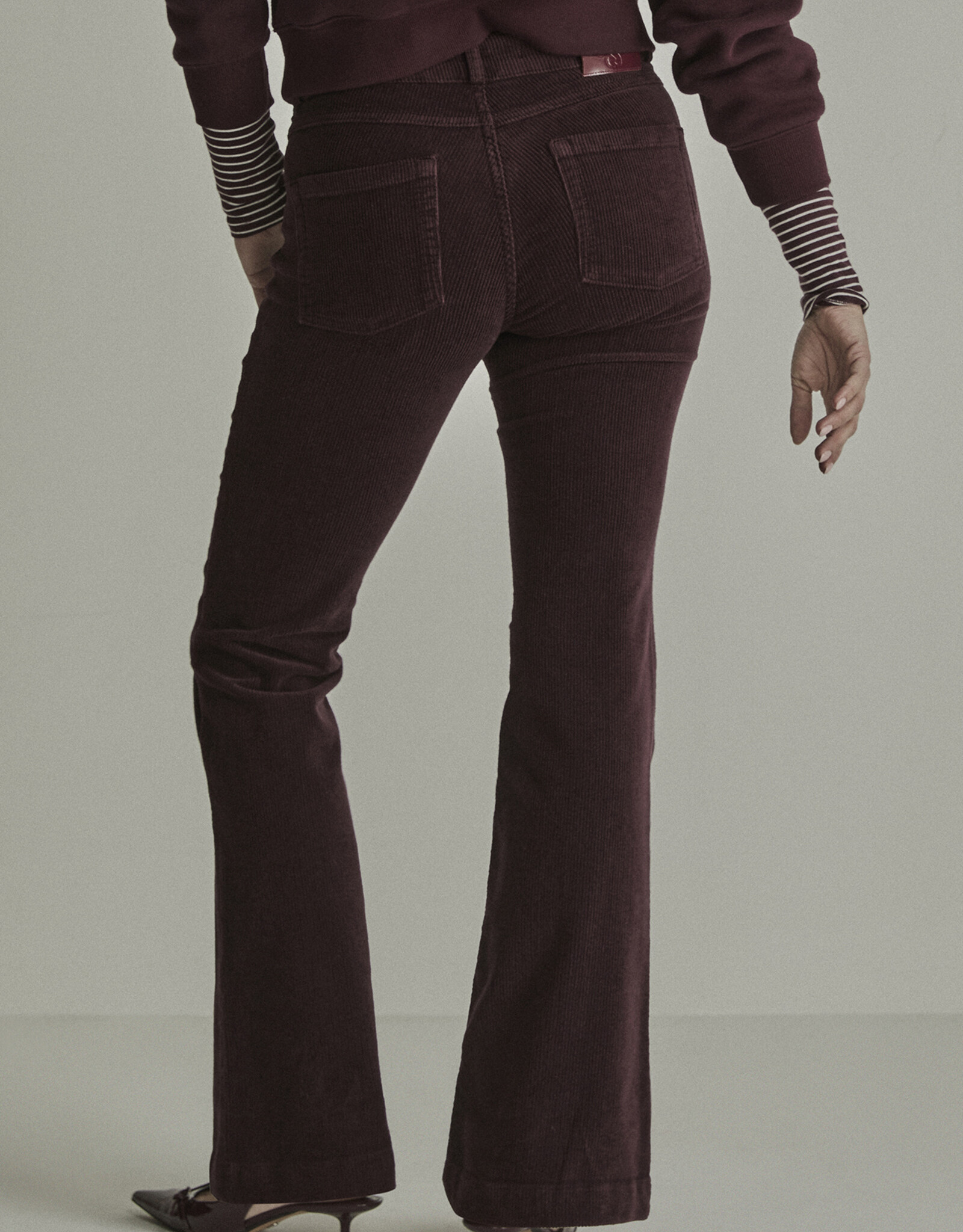 Para MI Pantalon Jade Vintage Corduroy Burgundy Red