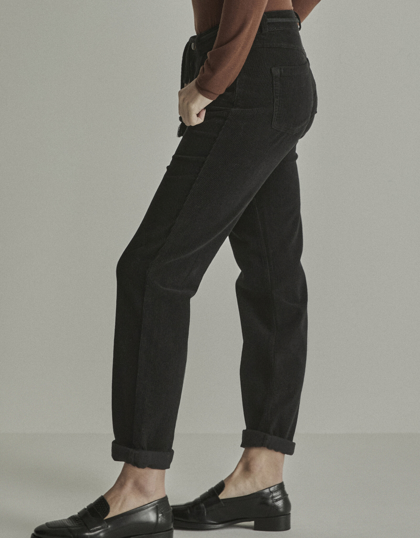 Para MI Pantalon Bobby Vintage Corduroy Black Lengte 30Inch