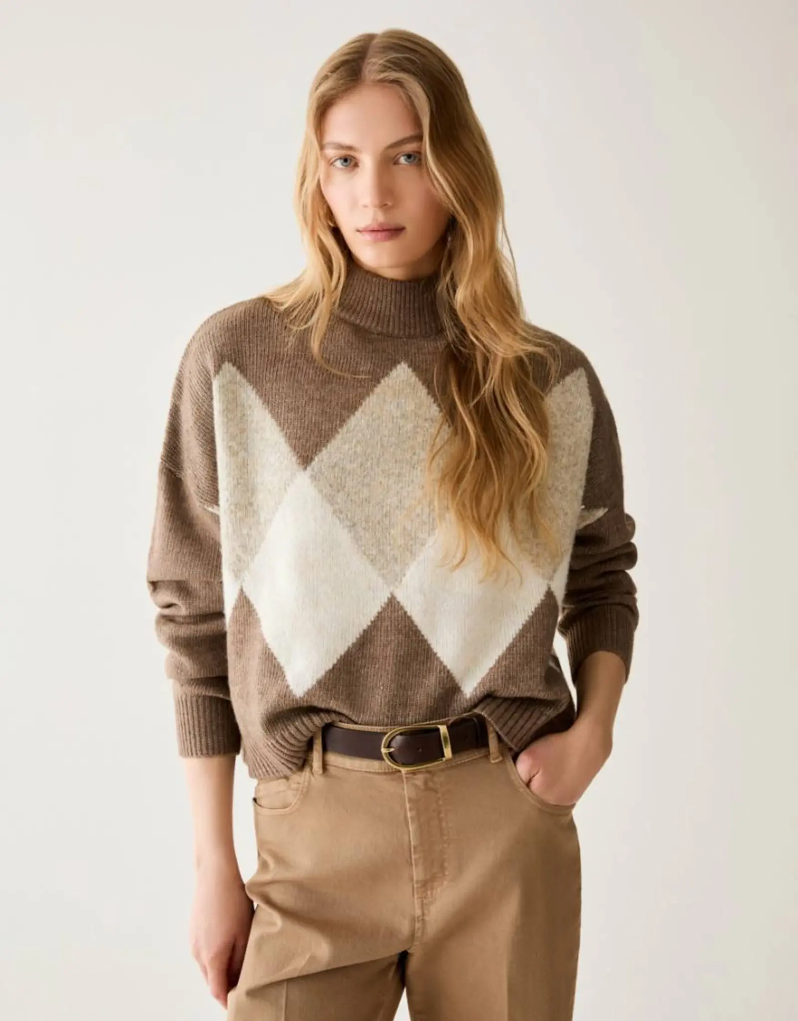 PENNYBLACK Pullover Andore Wybert Block Beige Bruin Creme