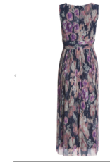 Swing Jurk Cocktail Printed Pleated Jersey V-Hals Navy/Vintage Pink