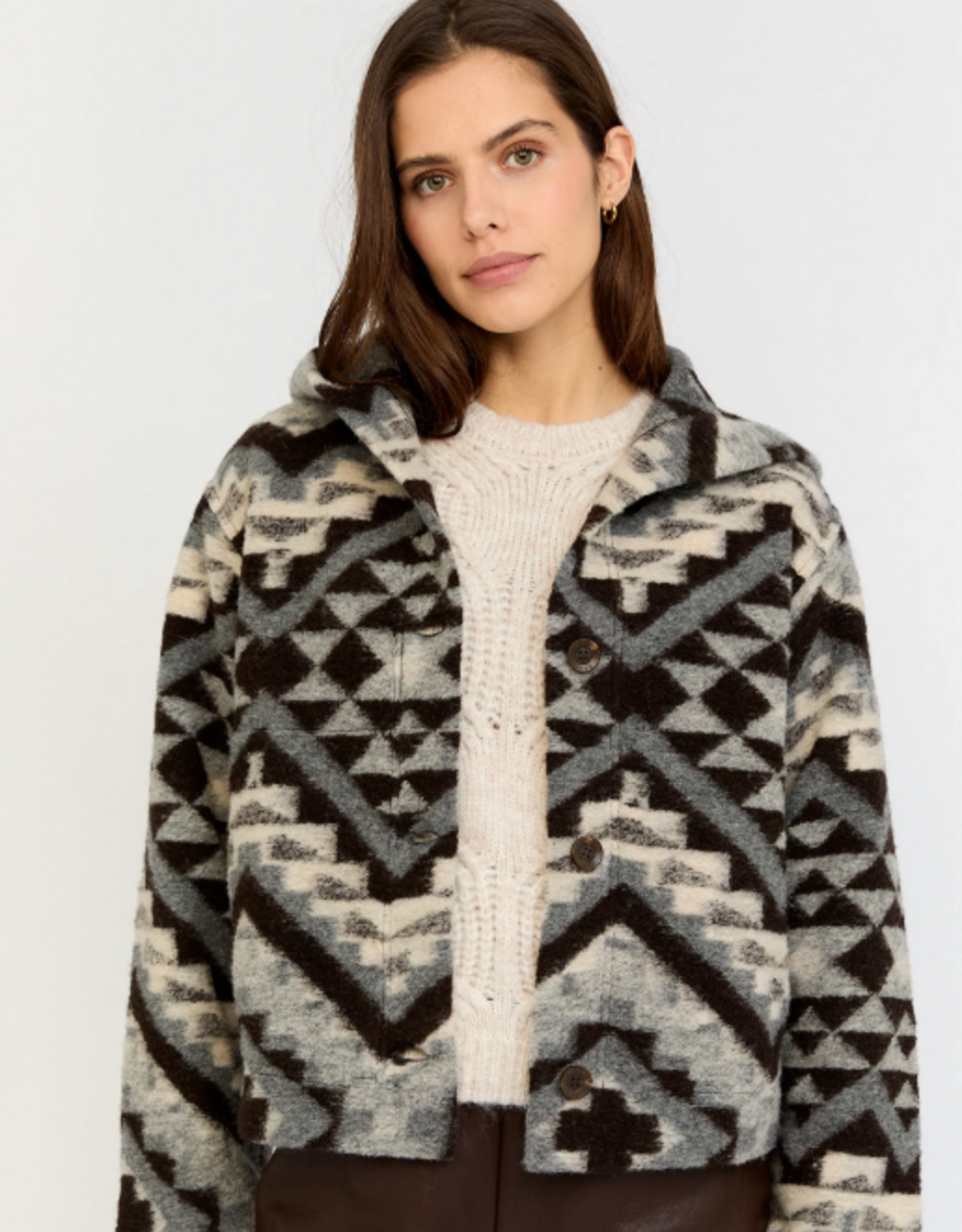 Moscow Vest Fabienne Jacquard Bruin Grijs