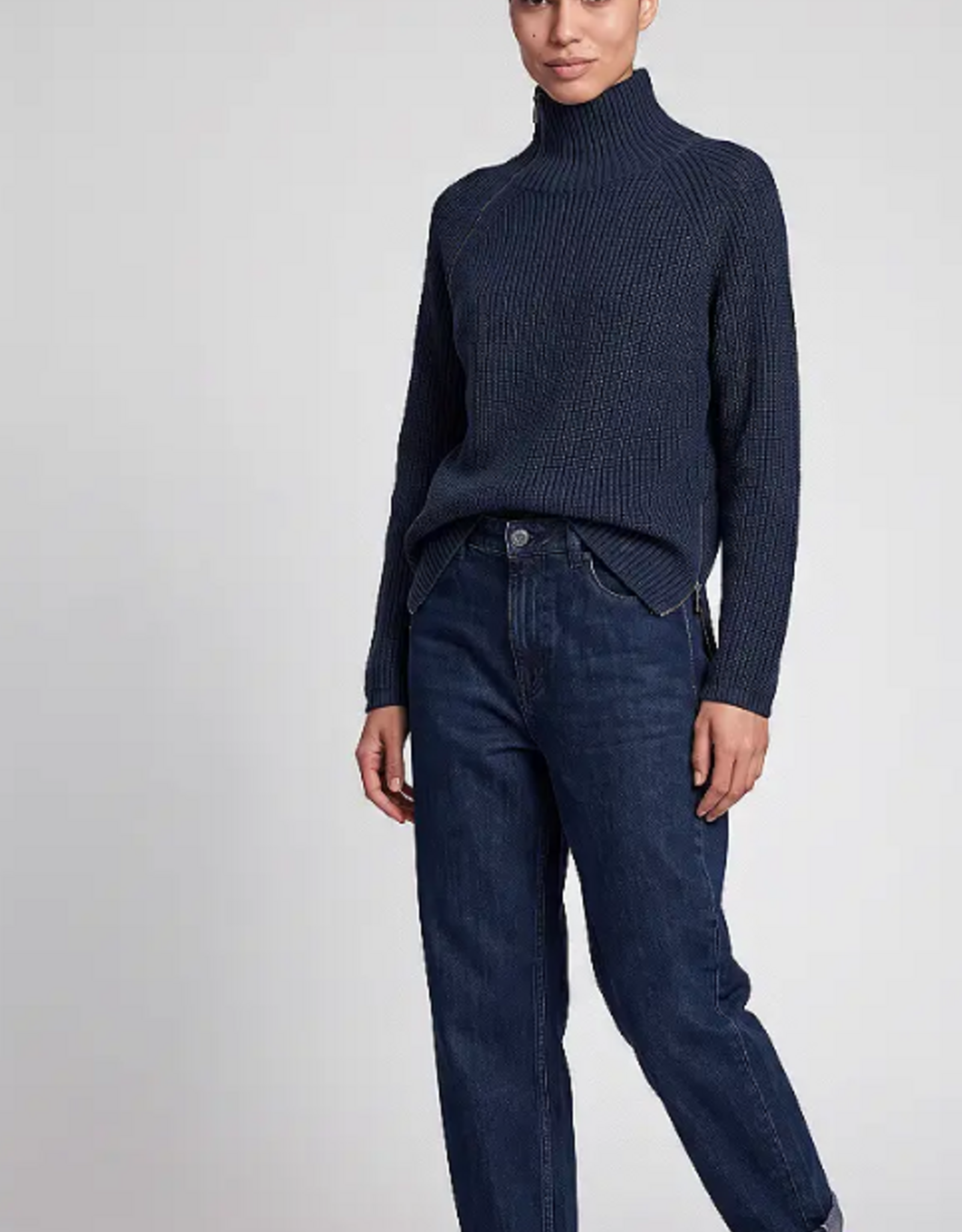Marc Aurel Pullover A-Symetrische Rits Blue Varied
