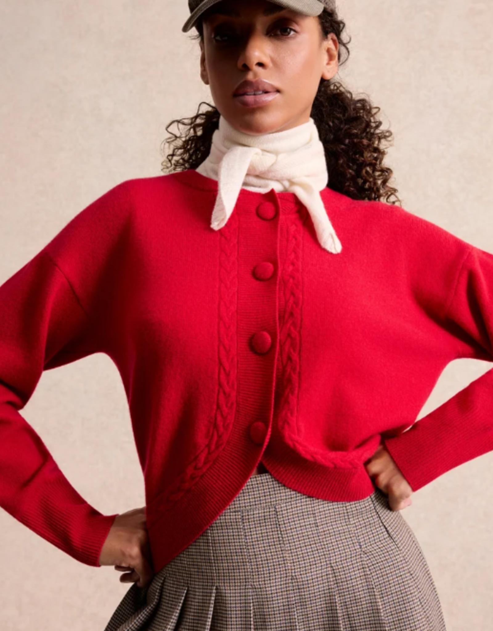 Leo&Ugo Vest Mathilde met een Kabel Front Rood