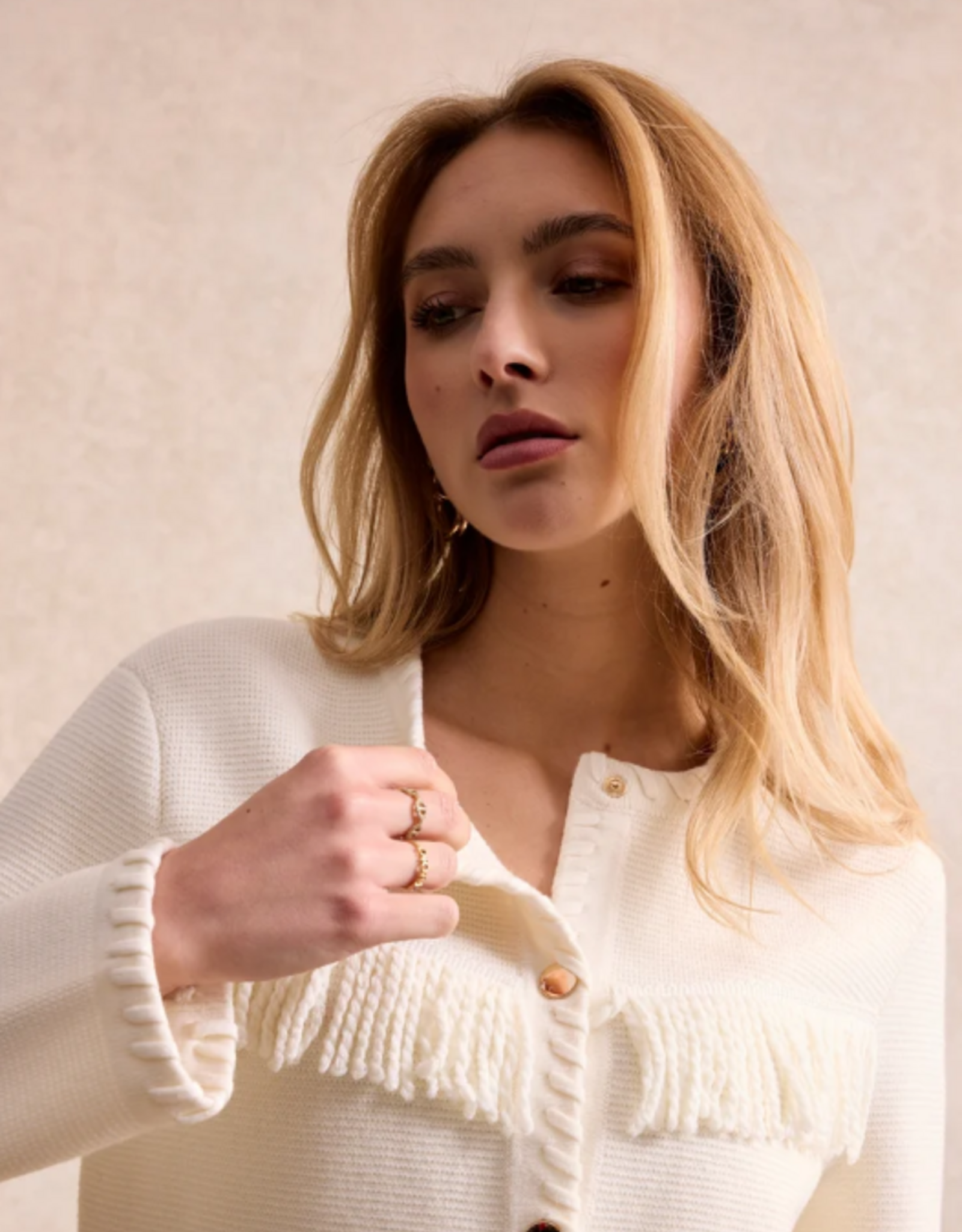Leo&Ugo Vest Amalia Off White Fringe