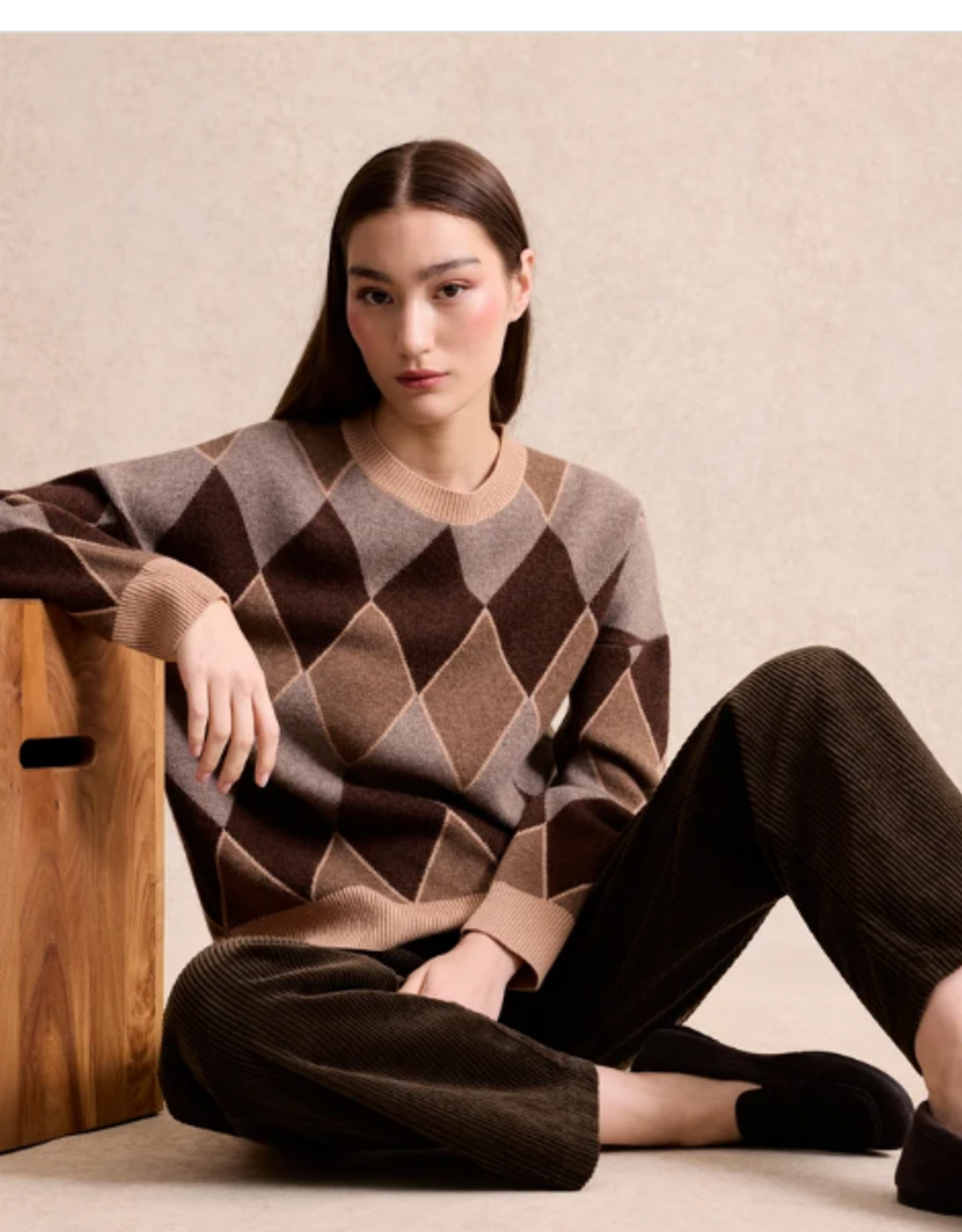 Leo&Ugo Pullover Ruit Brown Beige