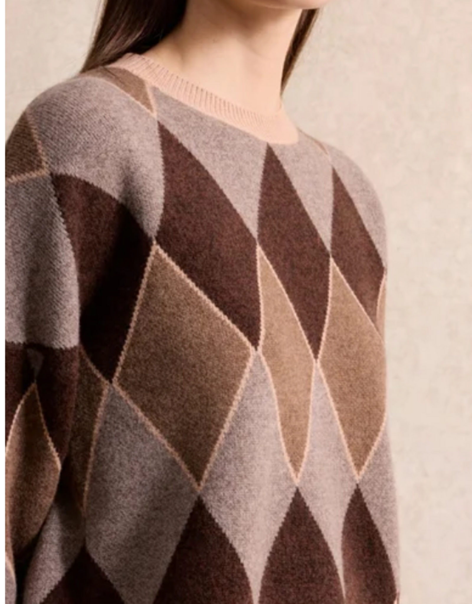 Leo&Ugo Pullover Ruit Brown Beige