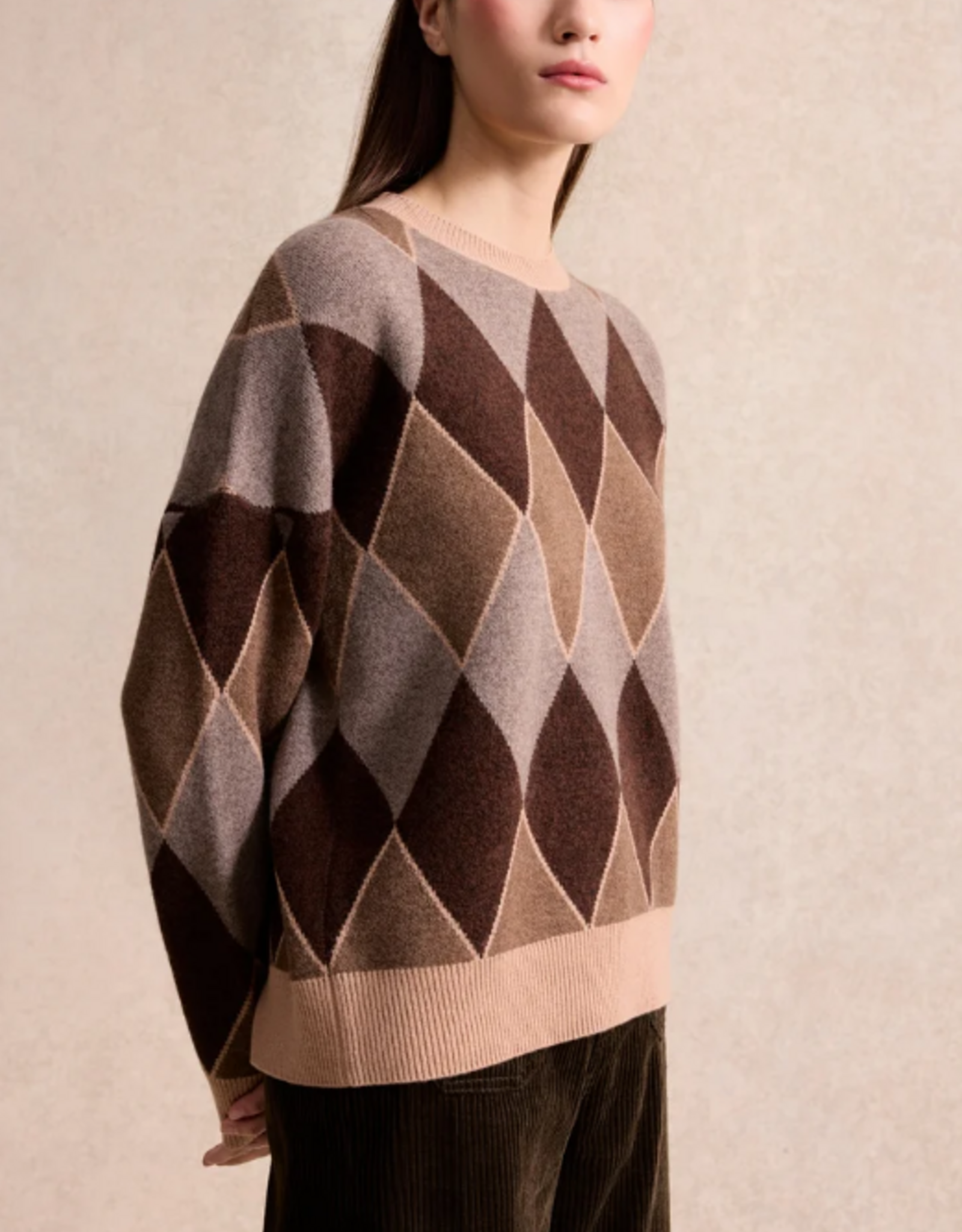 Leo&Ugo Pullover Ruit Brown Beige