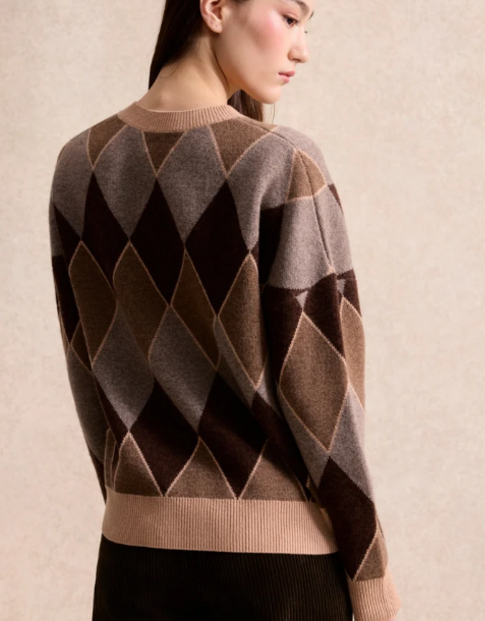 Leo&Ugo Pullover Ruit Brown Beige