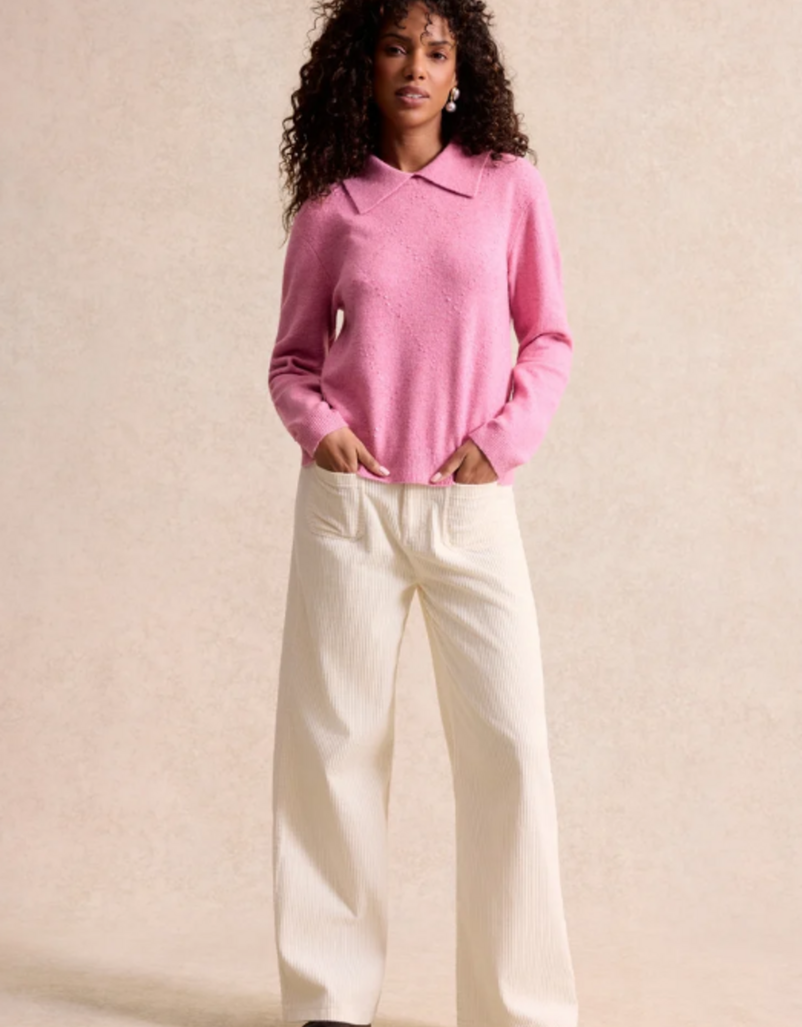 Leo&Ugo Pullover Polo Pailletten Pink