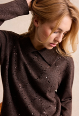 Leo&Ugo Pullover Polo Pailletten Brown